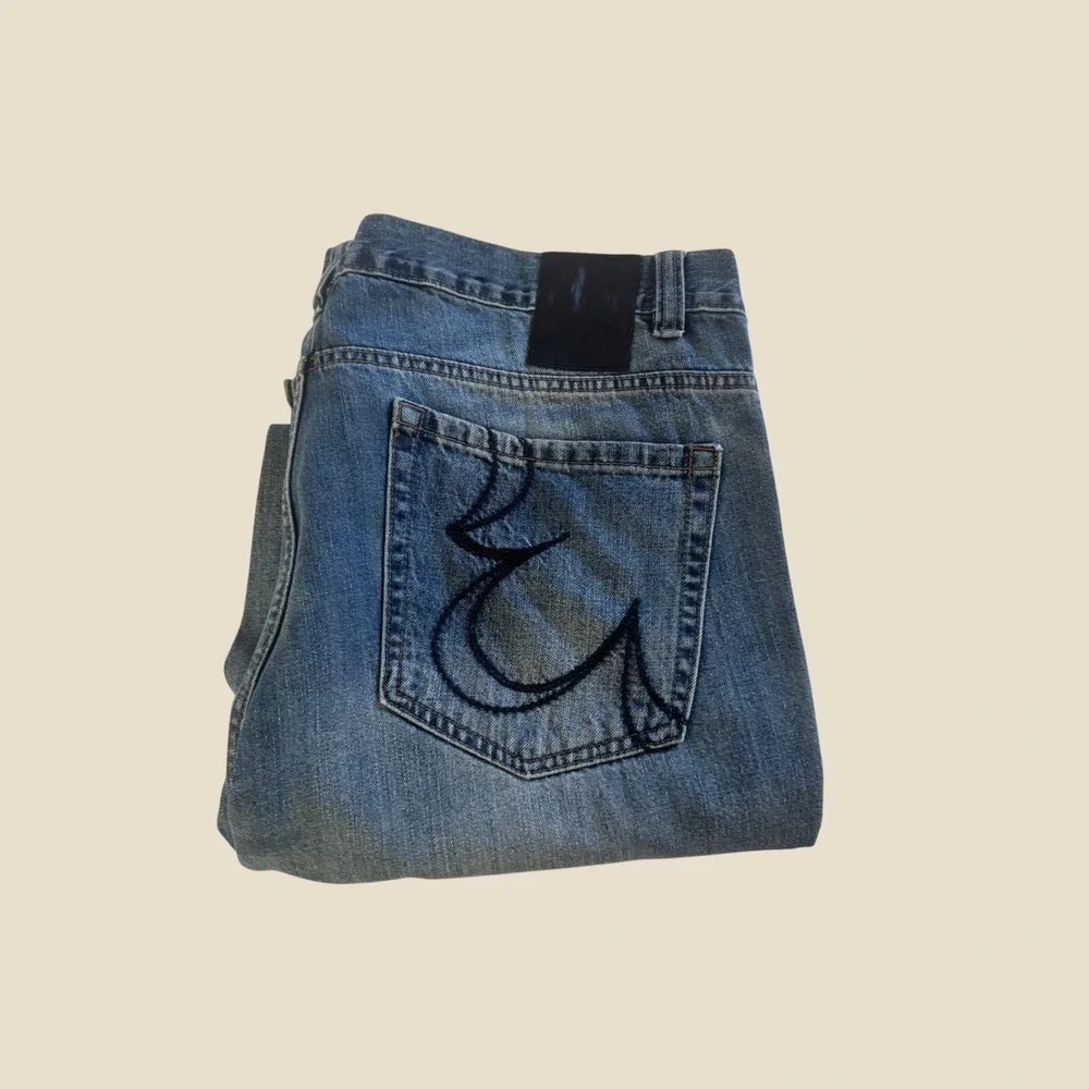 Buffalo Jeans Denim‎ Men Blue Embroidered Back Pocket Straight Leg